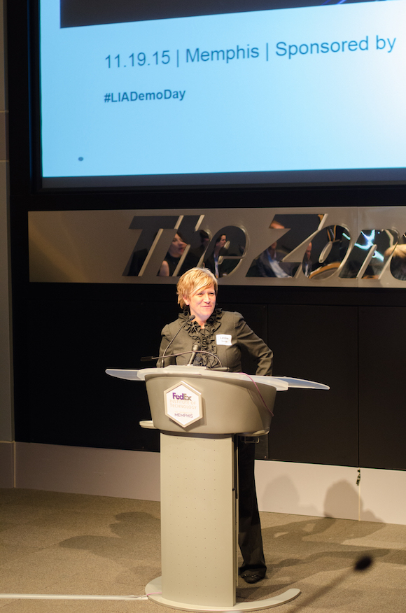Leslie Lynn Smith, president of EPIcenter, gave the closing remarks at Demo Day
