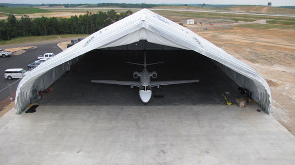 Airplane hangars and other temporary shelters are a key component of Mahaffey's core business