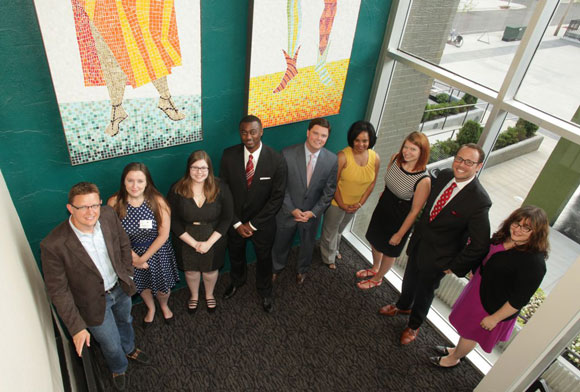 The SoundCheck leadership group (left to right): Kerry Hayes, Brandy Sims, Christina Meek, Trey Carter, Dan Springer, Lisa Middlebrook, Penelope Fisher, Thomas Holmes and Elizabeth Berglund