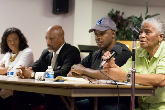 Panelists, from left, Lori Spicer Robertson, the Rev. Reginald Porter Sr., Talbert Fleming and Everlena Yarbrough.