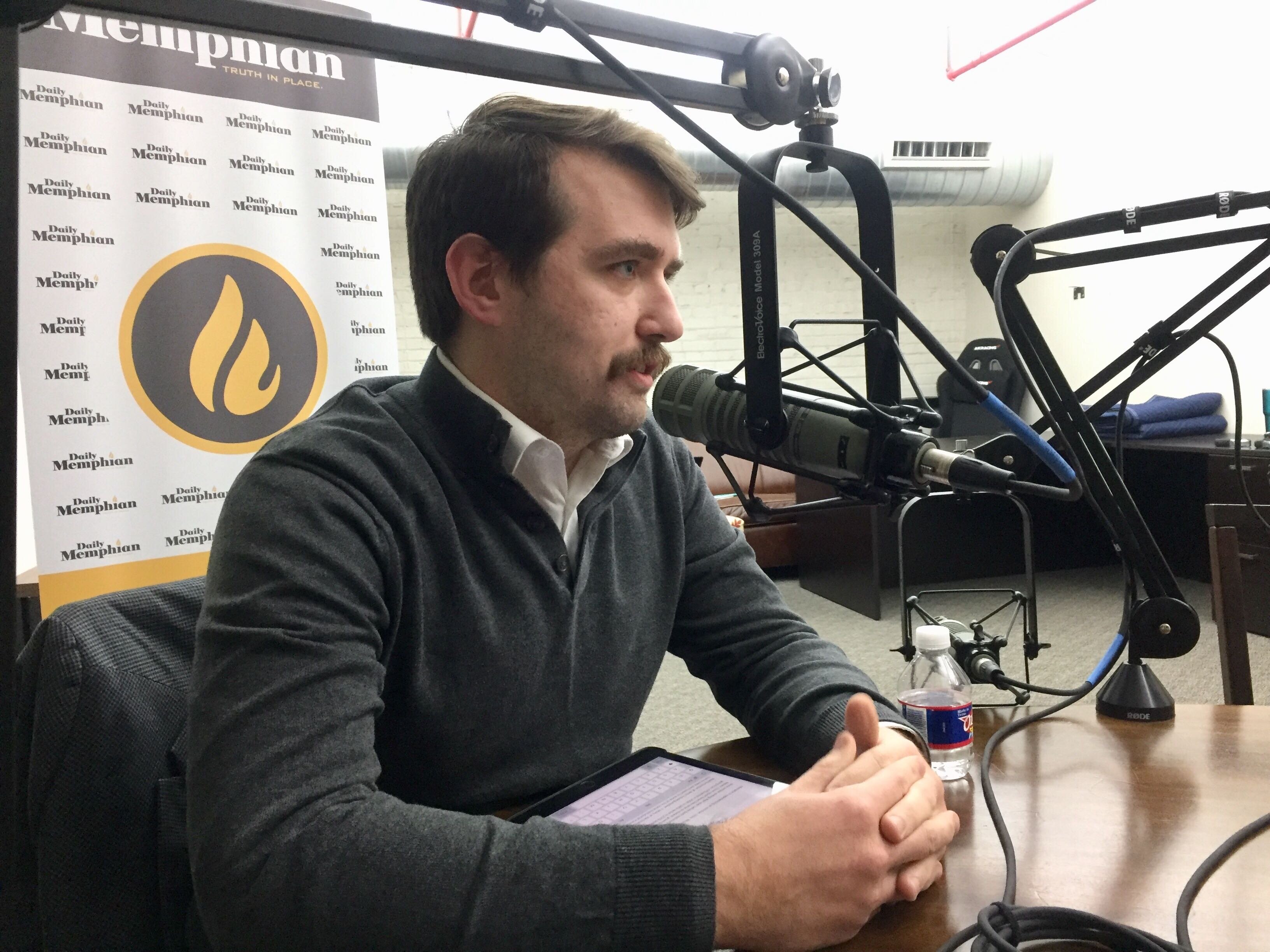 Community revitalization consultant Austin Harrison discusses Memphis' current rental crisis with High Ground Publisher Emily Trenholm on the On the Ground Podcast. (Natalie VanGundy)