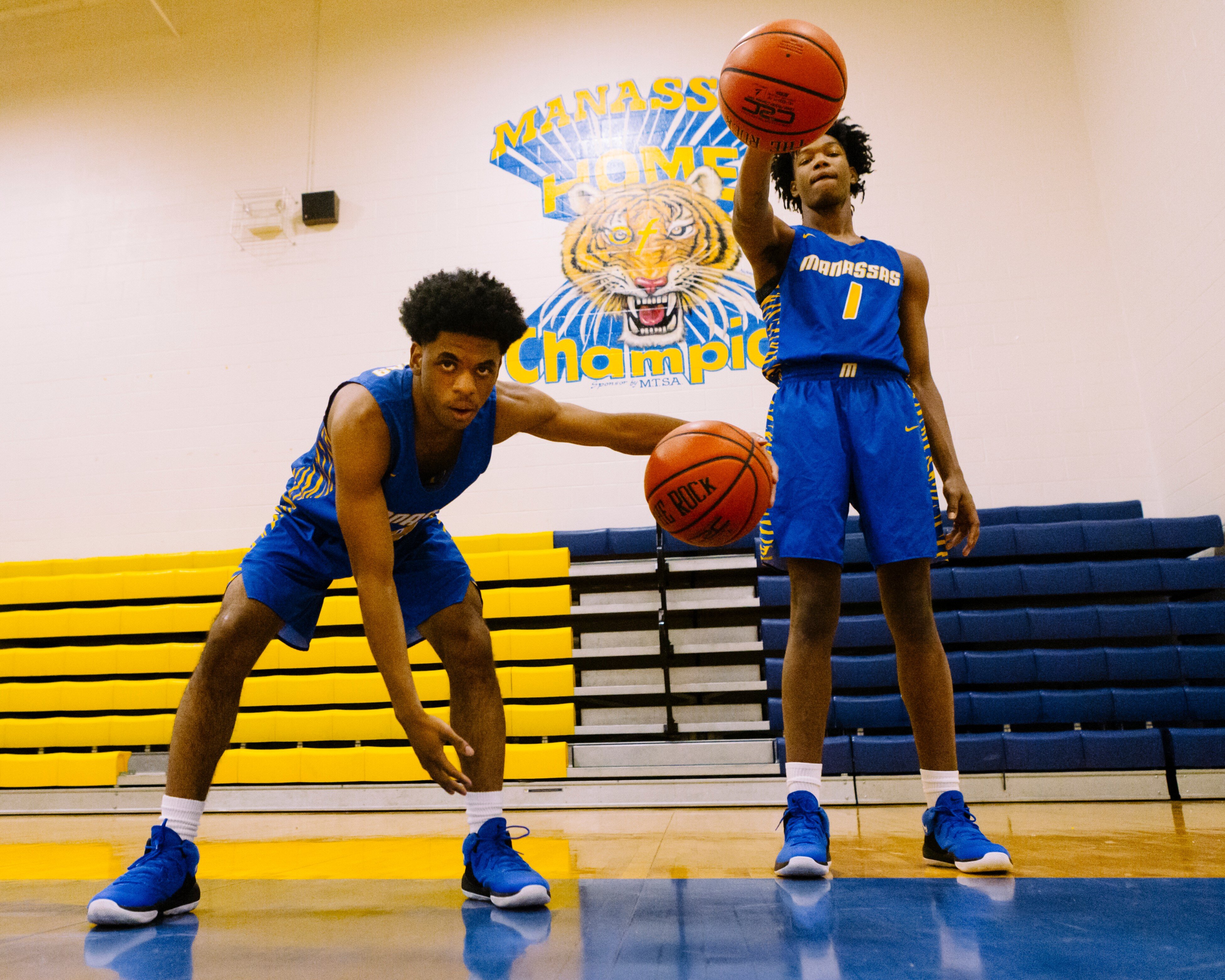 Teen boys practice their basketball drills and skills at Manassas High School. (Ziggy Mack)