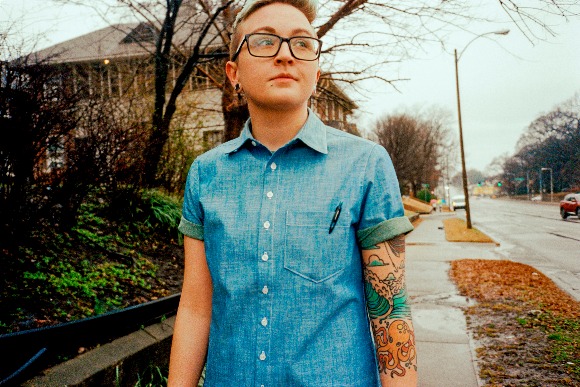 Jess Vanderberg wears a cross-hatch chambray shirt from the Button Brigade. (Nate Packard)