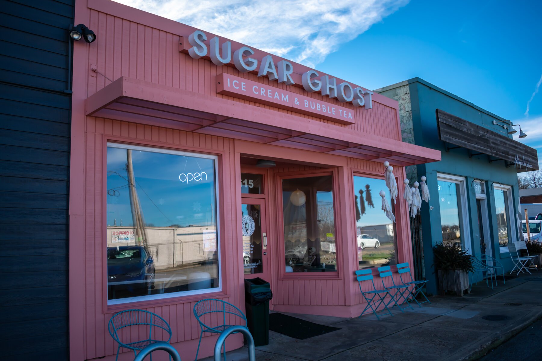 Sugar Ghost ice cream shop and Falling Into Place gift shop on Broad Avenue. (Sarah Rushakoff)