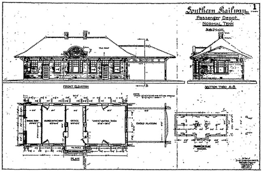 Original blueprint of the Normal Depot opened in 1912. (Memphis Public Libraries)