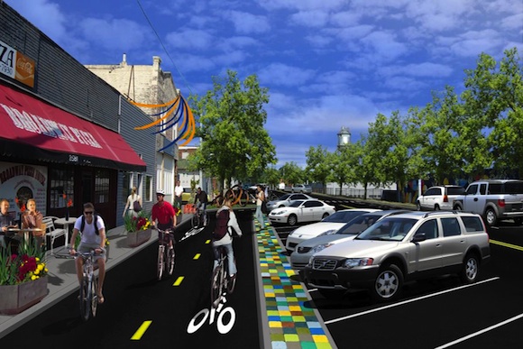 Rendering of the Hampline pedestrian and bike path on Broad Avenue