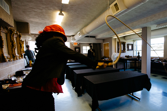 Dr. Carnita Atwater cracks a whip inside the black history museum portion of the New Chicago CDC's resource center. (Ziggy Mack)