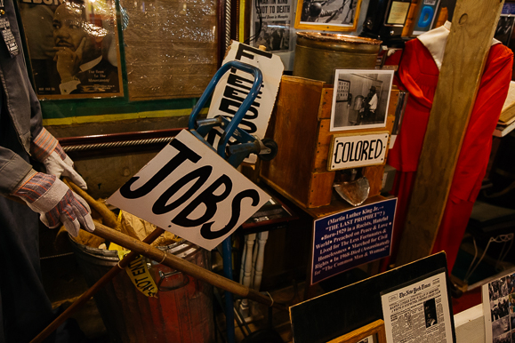 Civil Rights-era artifacts at the House of Mtenzi in Memphis.