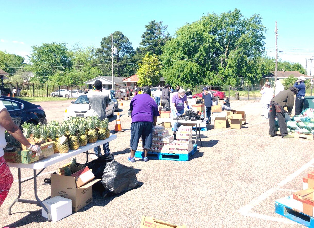 The Time is Now Douglass Community Development Corporation hosted a mobile food pantry in the Douglass neighborhood on April 16th. It was the first mobile pantry held in Douglass since the novel coronavirus pandemic hit Shelby County. (Submitted)