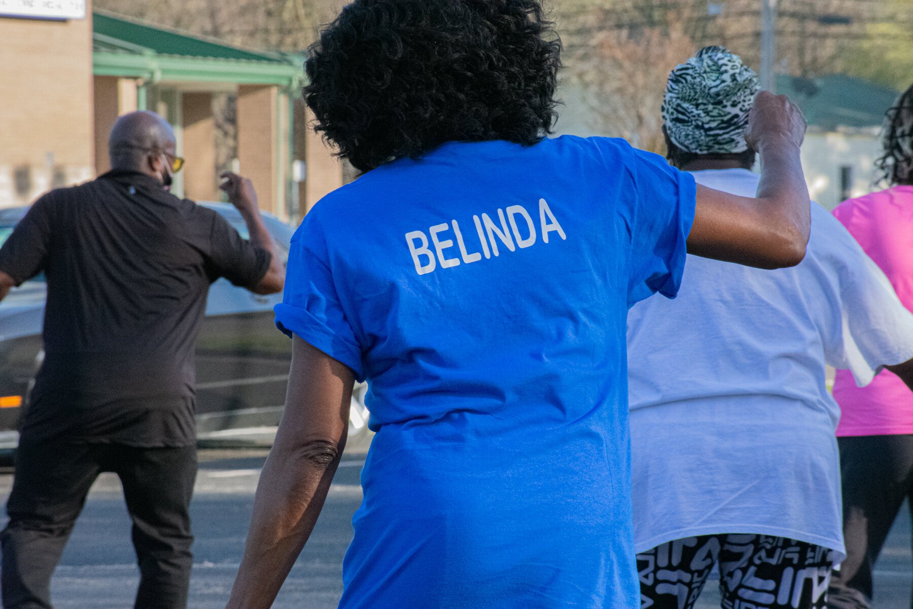 Belinda Kerusch dances with the Hollywood Showliners in the parking lot of the Hollywood Community Center during the novel coronavirus pandemic. (Sarah Rushakoff) 