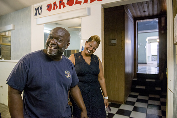 Wendell and Adrena Jackson show the progress of renovations to their restaurant Eggxactly Breakfast and Deli in Whitehaven. (Brandon Dill)