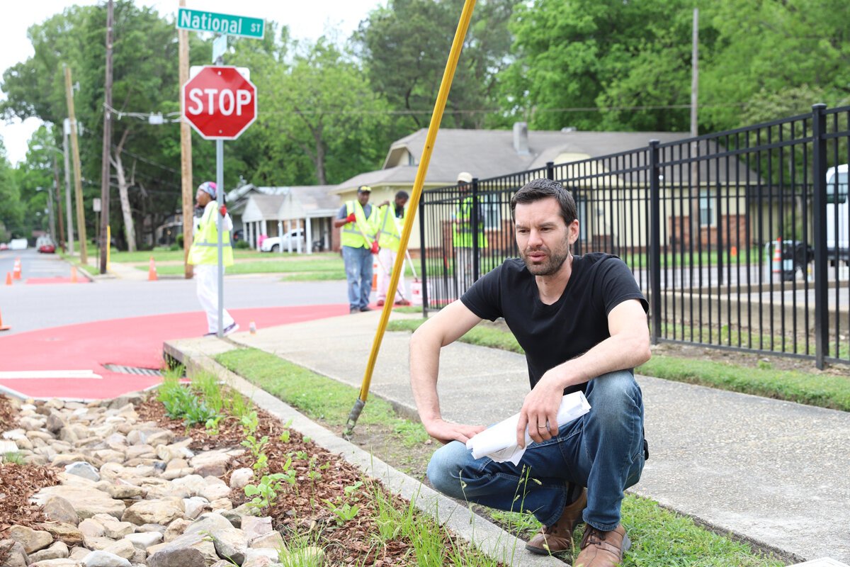 Heights CDC Special Projects Director Dane Forlines said the new bioswale will improve water quality in the neighborhood and beyond. (Reginald Johnson)