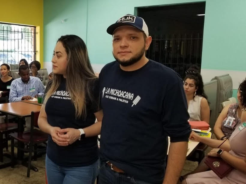 La Michoacana owners Ana and Rafael Gonzales spoke at the Gateways for Growth community meeting held at their restaurant at 4091 Summer Avenue. (Submitted) 