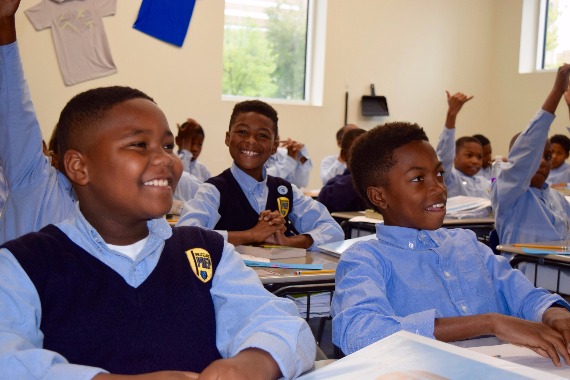 Students at Grizzlies Preparatory Charter School, located Downtown. (Rachel Warren)