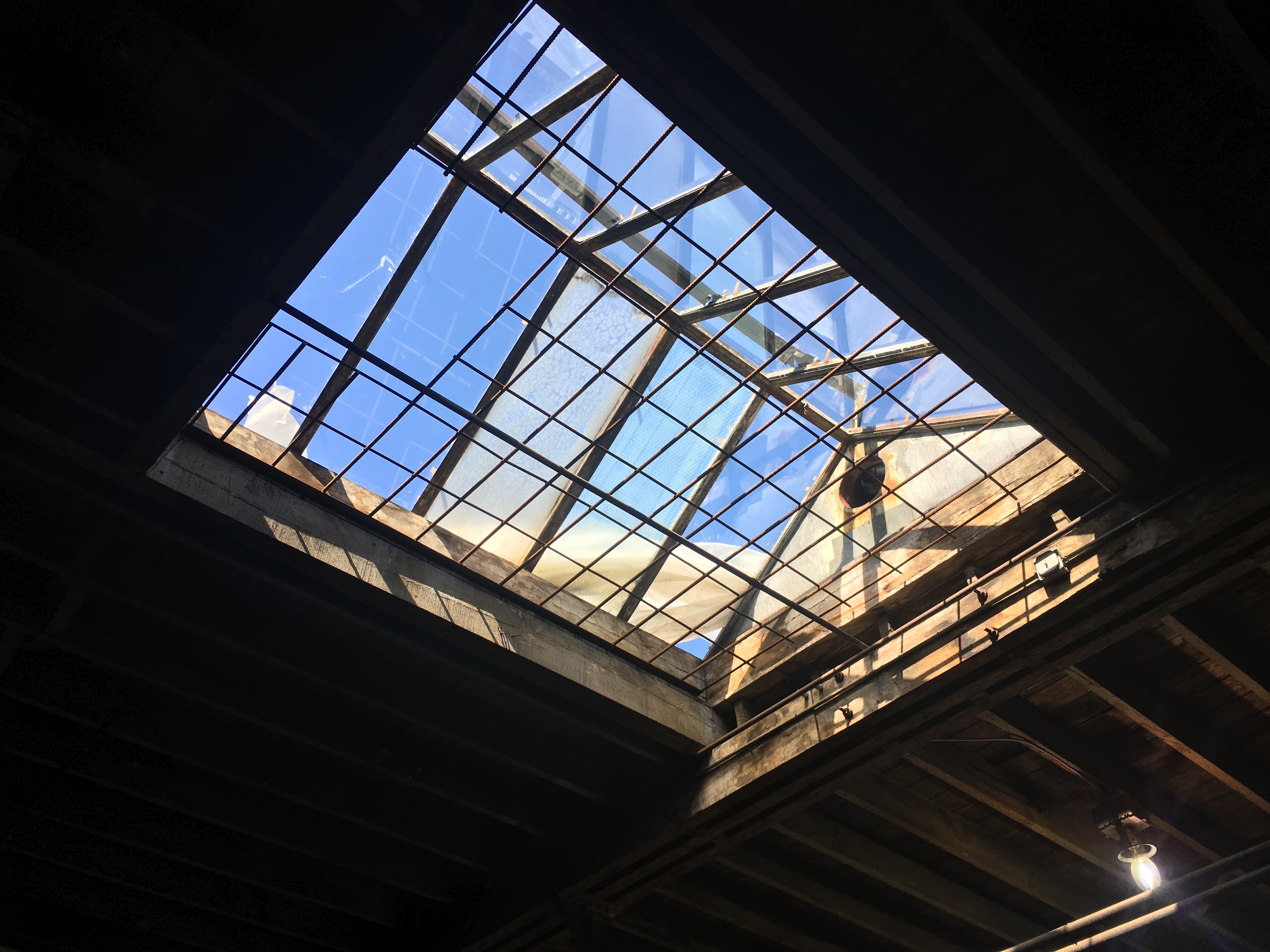 A skylight in the roof of Wonder Cowork Create's building at 340 Monroe Avenue. (Eric Clausen)