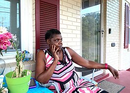 Geraldine Williams, 63, sits on her porch in North Memphis. Williams is a bus driver Durham School Services who says she'll be back in the driver's seat as soon as she can. (Shelia Williams)