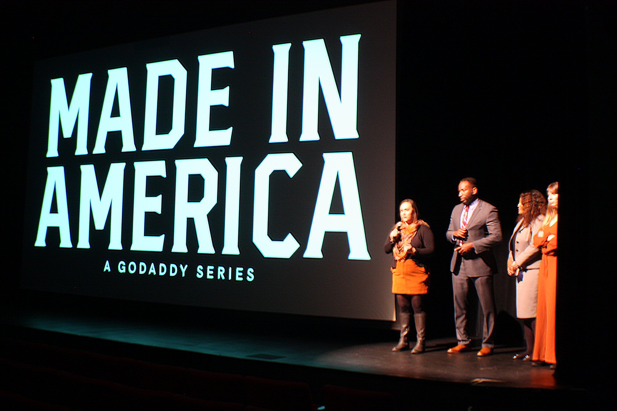 GoDaddy's Made in America docu-series premiered in Memphis on November 22. Its first episodes feature Memphis-area entrepreneurs. Stacy Cline stands at the far left. (Cole Bradley, High Ground News)
