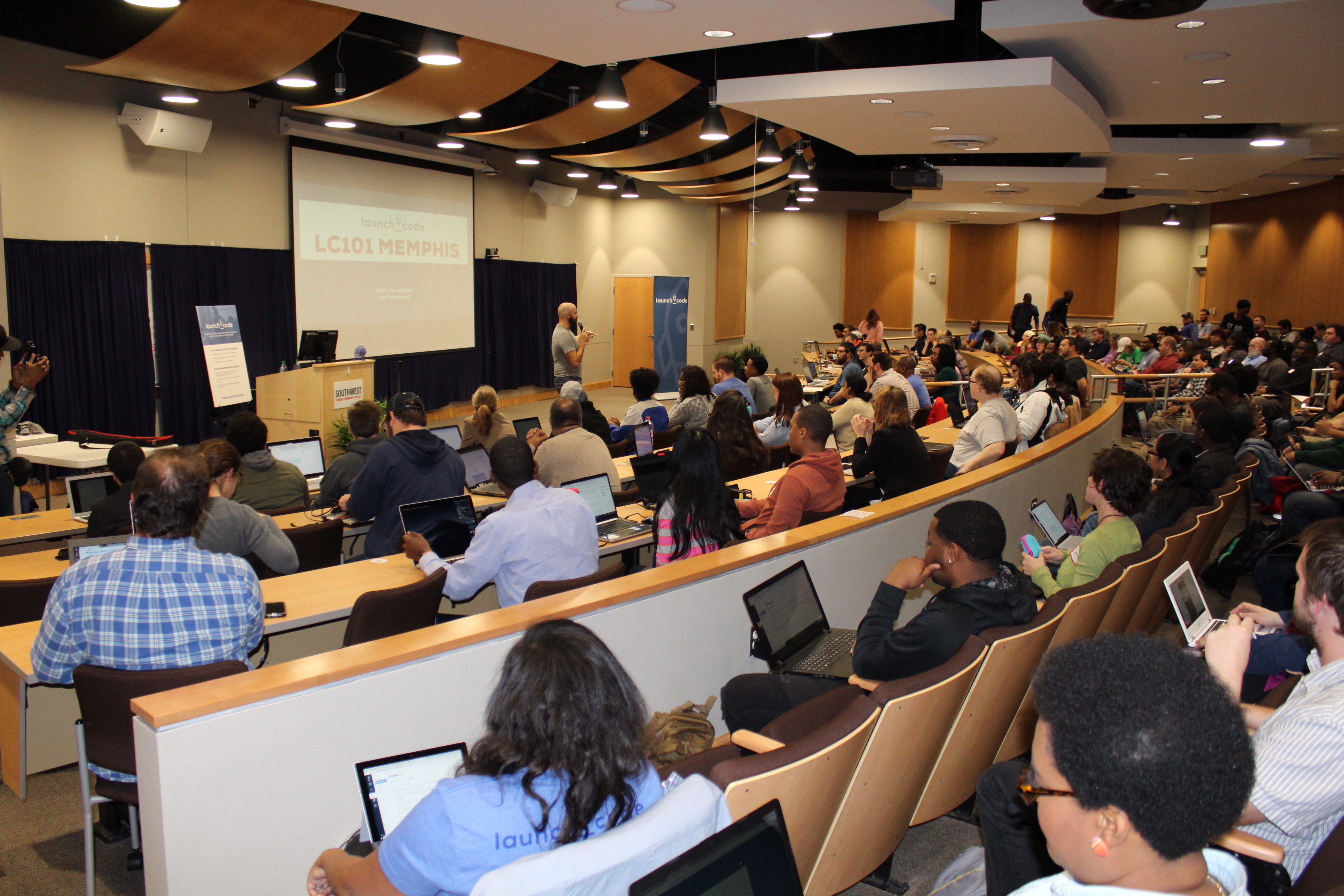 One hundred sixty-one students met for the first day of the 20-week LaunchCode class, held at Southwest Tennessee Community College. (Submitted)