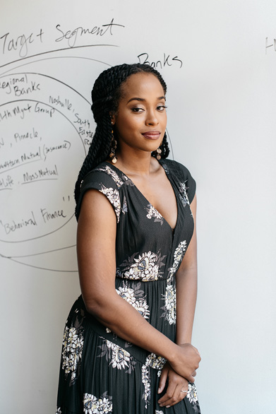 Jameelah Jordan, CEO and co-founder of Mozak standing in one of Start Co.'s work spaces in Downtown Memphis.