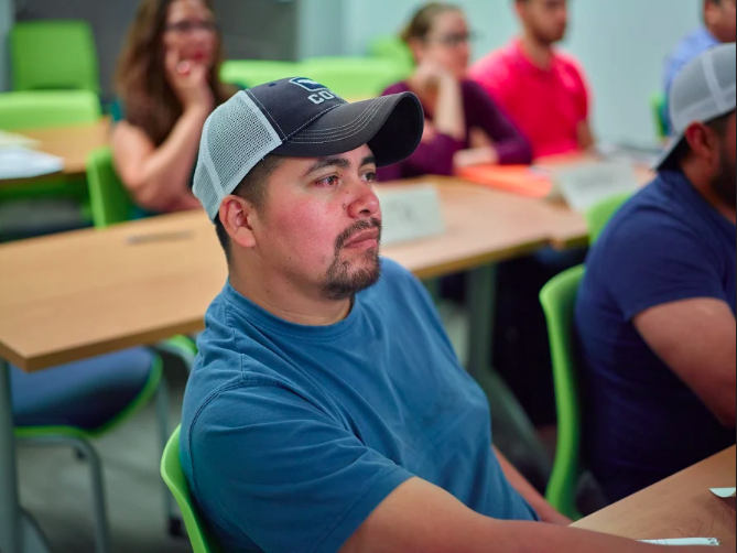 Mario Ramos, a HopeWorks student, participates in an English Language Learners class. (Submitted)