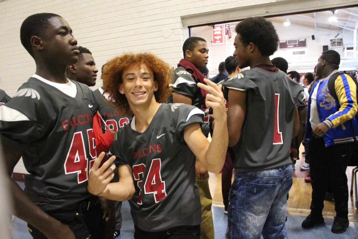 Flying Falcon staff writer and photographer James Potts also plays varsity football. His photo was taken by fellow student photographer, Kimberly Rodriguez, for a recent Flying Falcon homecoming article. (Kimberly Rodriguez/Flying Falcon)