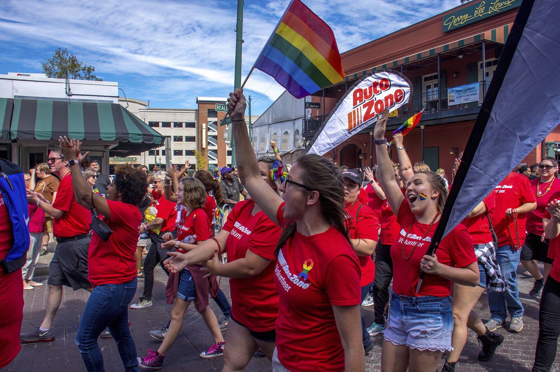 Volunteers march at the 2016 Memphis Pride Parade. (photo courtesy of the Museum of Science & History/Pride Archives)