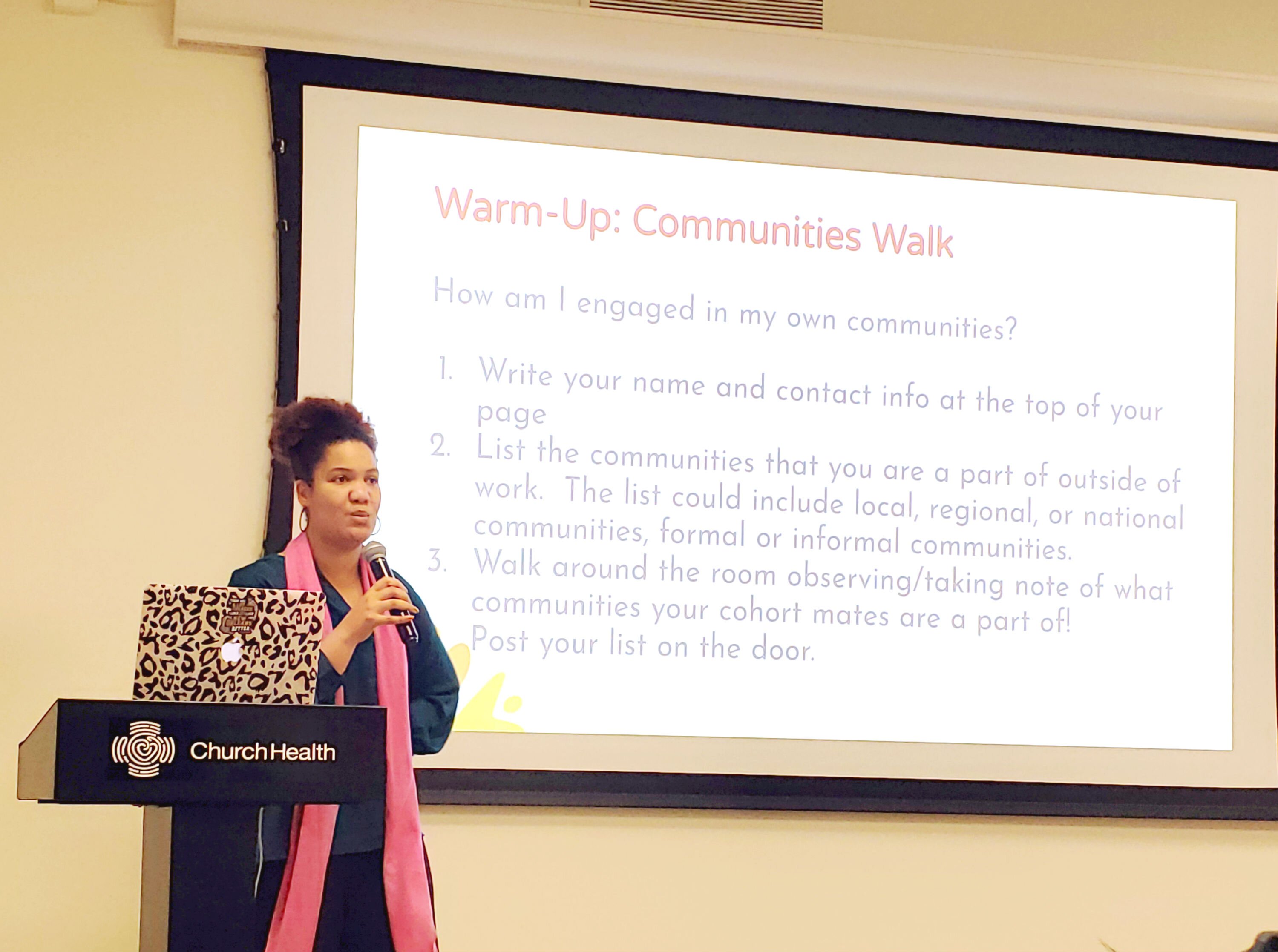 Lesley Brown Rawlings, director of capacity building with Beloved Community, facilitates a discussion with local organizations. The six-session conversation focuses on ensuring inclusion and equity in the workplace. (Dorian Spears)  