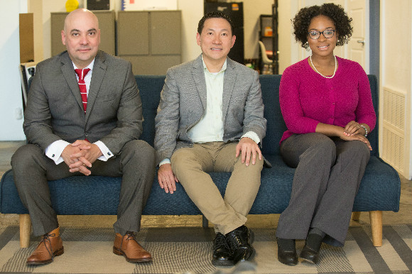 Erica Plybeah, Soo-Tsong Lim and Eduardo Perez, winners of a small business competition in the Memphis Medical District.