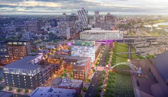 A rendering of the Pinch District's potential redevelopment. (LRK)