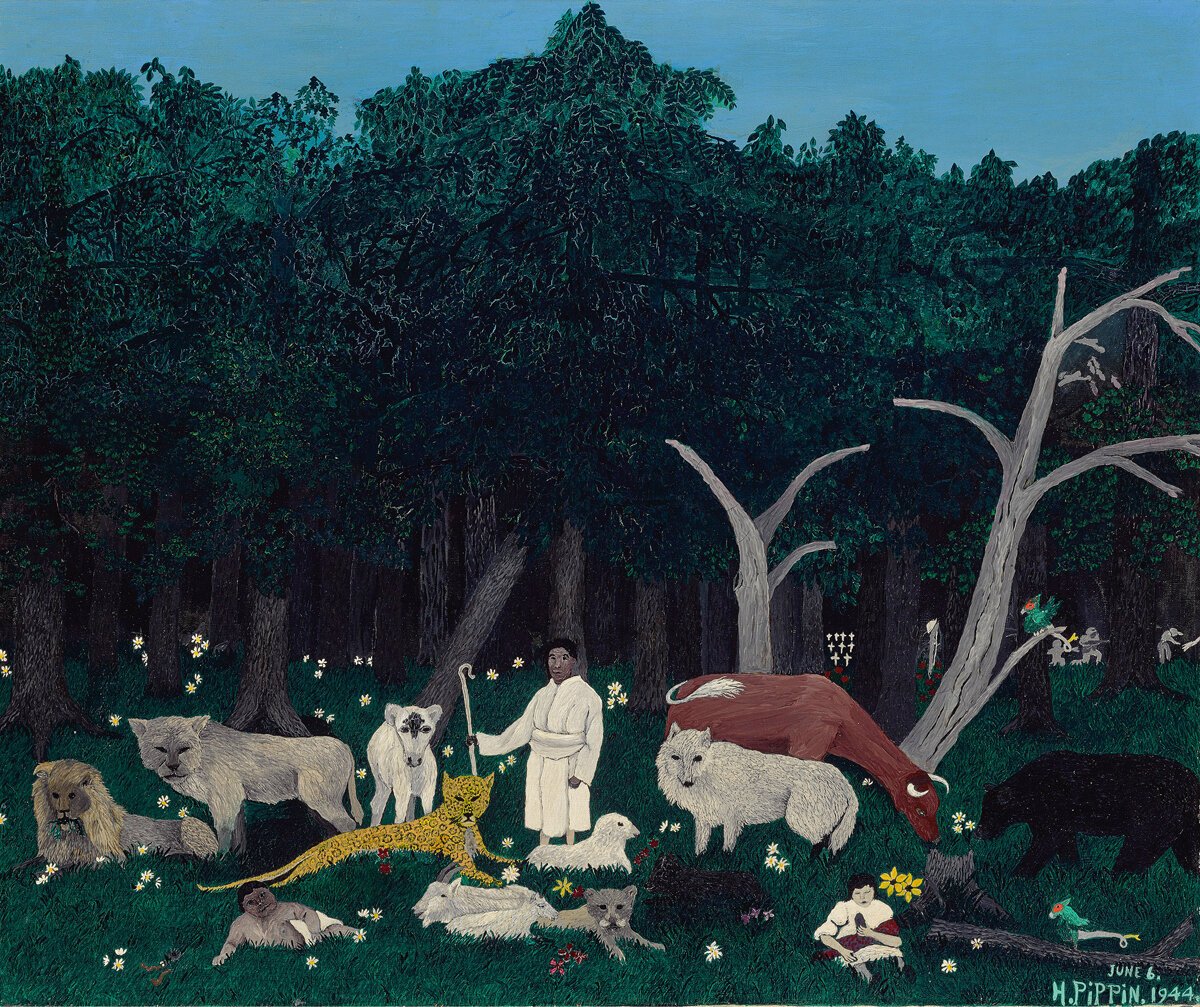 "Holy Mountain I," Horace Pippin. (Horace Pippin, American (1888—1946), Holy Mountain, I, 1944; Oil on canvas, 30 ½ x 36 inches; Art Bridges, AB.2018.24)