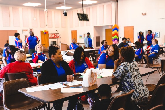 Volunteers at the Pre-K and Kindergarten Kickoff on Saturday, May 5th at the Board of Education in Memphis. (Kirstin Cheers)