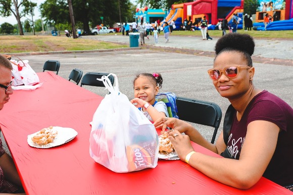 Katrina and Robert King enrolled their daughter, Ava, into Egypt Elementary's pre-k program. King says they decided to send their daughter to pre-k after learning more about the offered programs and the fair on Facebook. (Kirstin Cheers)