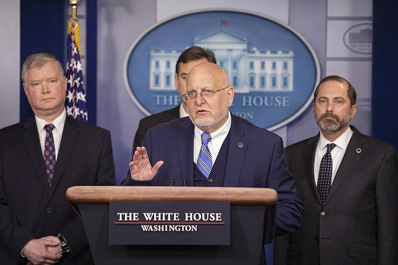 Dr. Robert Redfield, director of the Centers for Disease Control and Prevention, addresses at a coronavirus briefing on Friday, Jan. 31, 2020. (Official White House Photo, Keegan Barber)