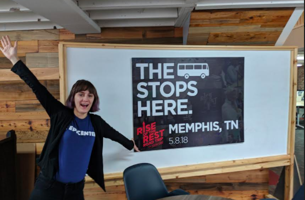 Taylor Sherbine with Epicenter celebrates the announcement that Memphis will be a stop on the "Rise of the Rest" tour. (Epicenter)