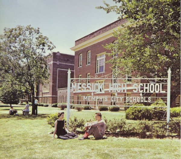 Students sit on the lawn of the Messick High complex in 1961. (Messick High 1961 Yearbook) 