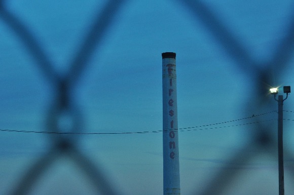 The Firestone Tire & Rubber Co. smokestake is a totem to North Memphis' once booming job market. 