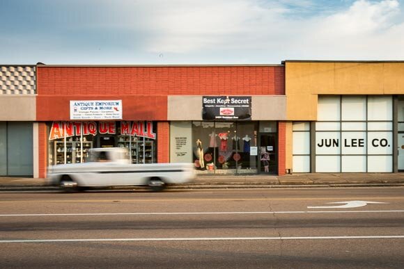 Summer Avenue near National Street has been an important corner for commerce since the late 1800s. Now it has a series of flags celebrating the diverse nationalities of its business owners.(Andrew Breig)