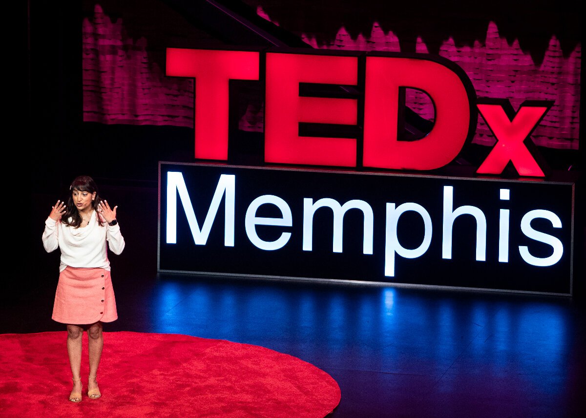 Jani Radhakrishnan gives a talk at a previous TEDxMemphis event on the topic "From 'What do you do for work?' to 'What’s your story?'" (Submittted)