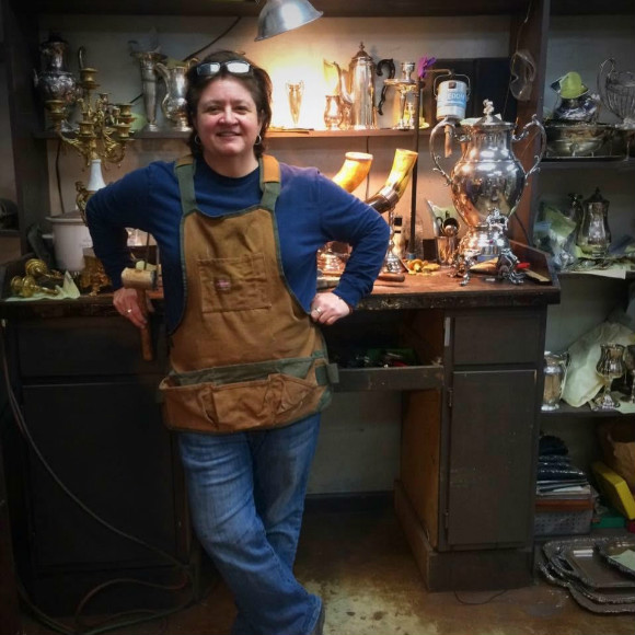 Silversmith Tootsie Bell in her East Memphis studio.