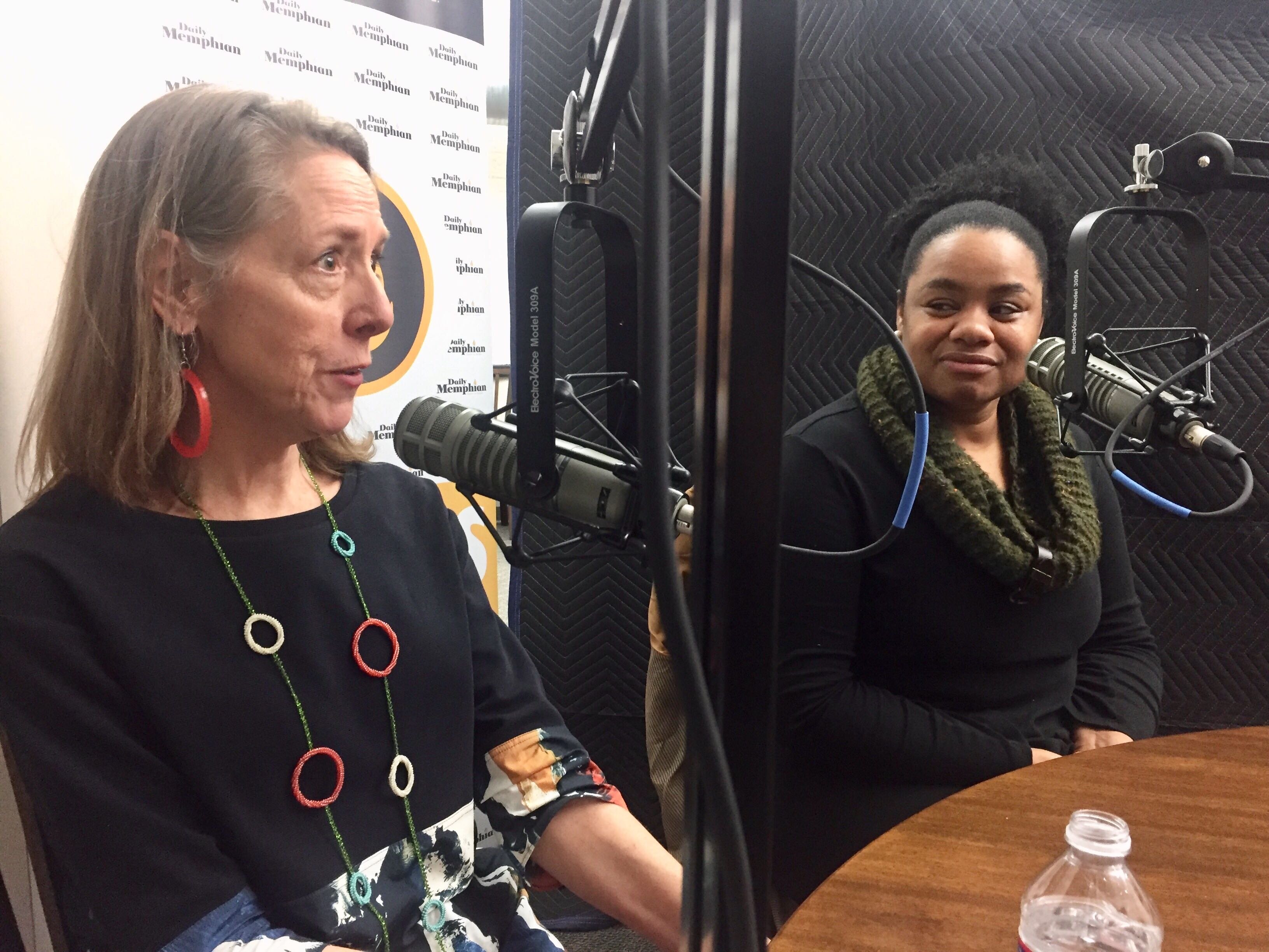 Wendy Holmes (L) from the Minneapolis-based Artspace and Sabrina Norwood (R) with Memphis-based Young Actors Guild. (Natalie Van Gundy)