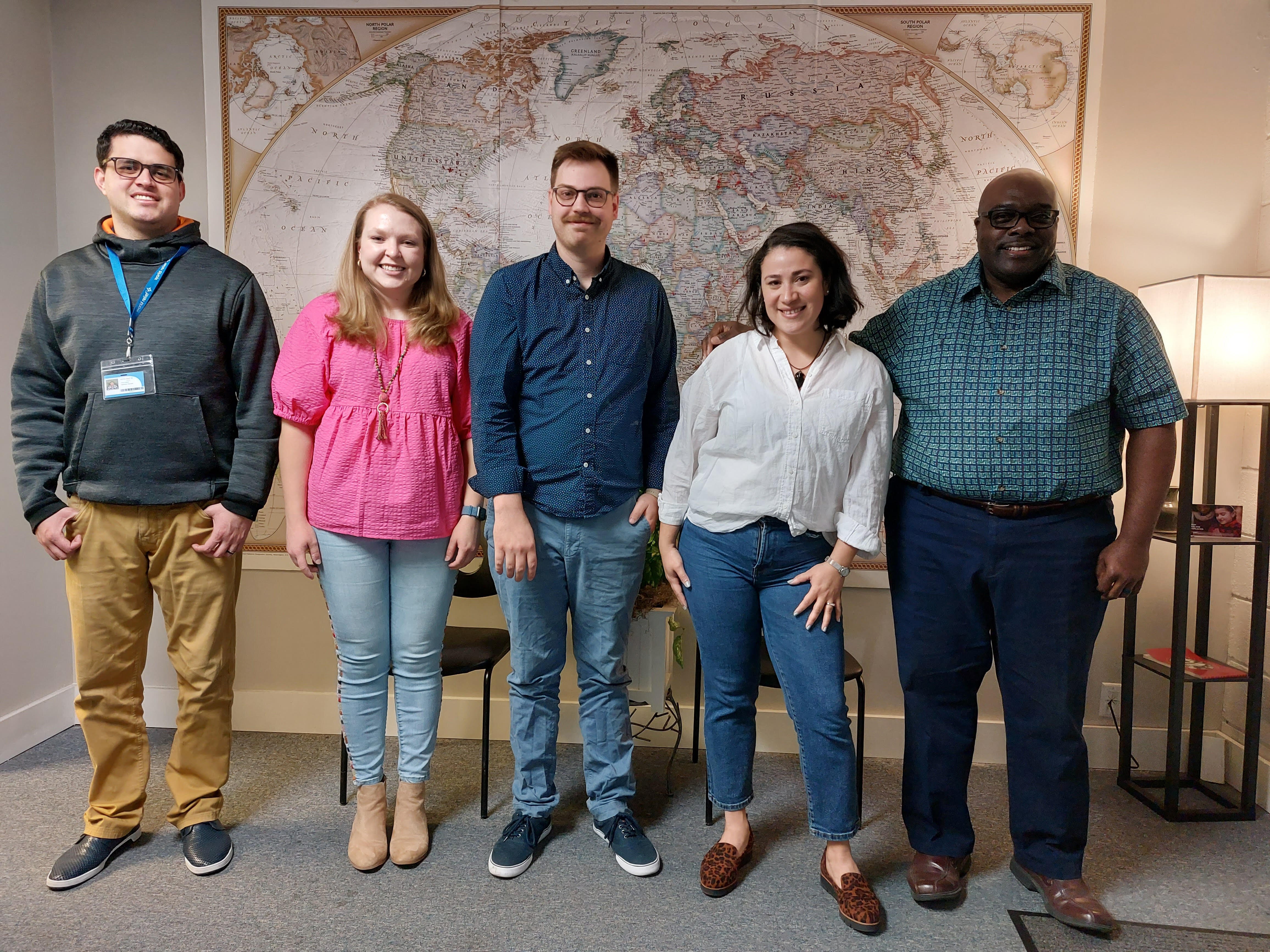 The EMployment and Economic Opportunity team at World Relief Memphis works to resettle refugees in Memphis. L to R: Oscar Herrera, Susannah Bland, Andy Kirk, Skarleth Tyler, Clarence Williams. (submitted)